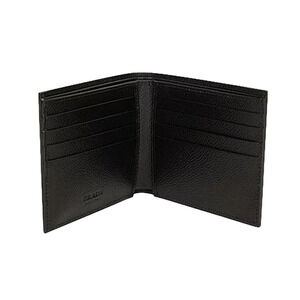 Prada Mens Vitello Micro Grain Black Leather Triangle Logo Bifold